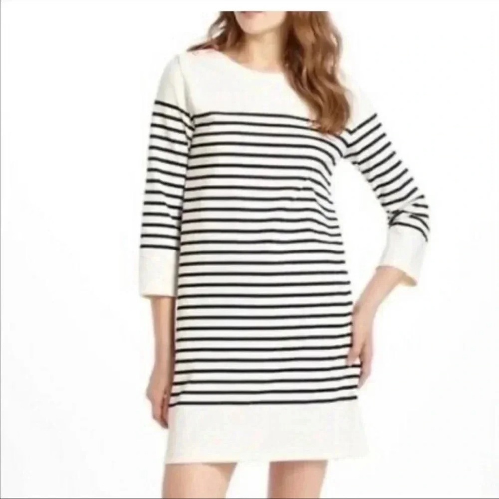 Anthropologie Allihop Belmont Dress Black‎ and Cream Stripe Casual Shift Dress